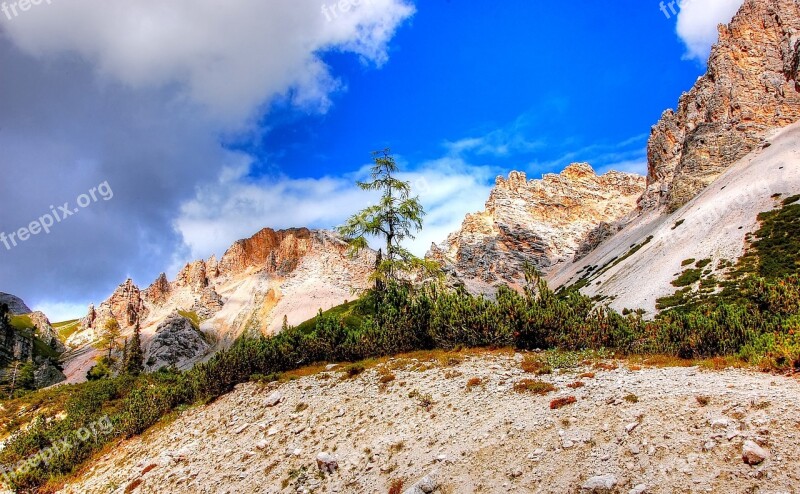 Dolomites Fanes Landscape Mountains Rock