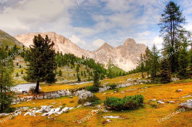 Dolomites Fanes Mountains Landscape Rock