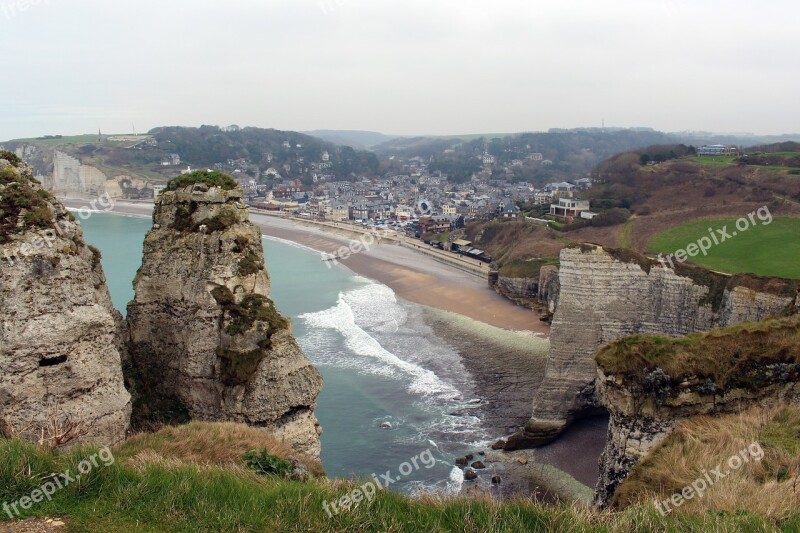 Etretat France Rock White Cliffs Normandy