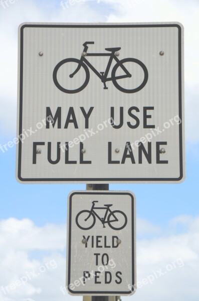 Bike Lane Sign Outdoors Signage Bicycle