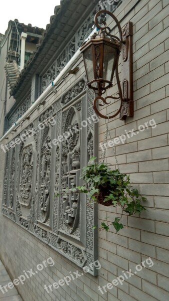 Ancient Architecture Wall Sconce Brick Wall Green Plants Free Photos