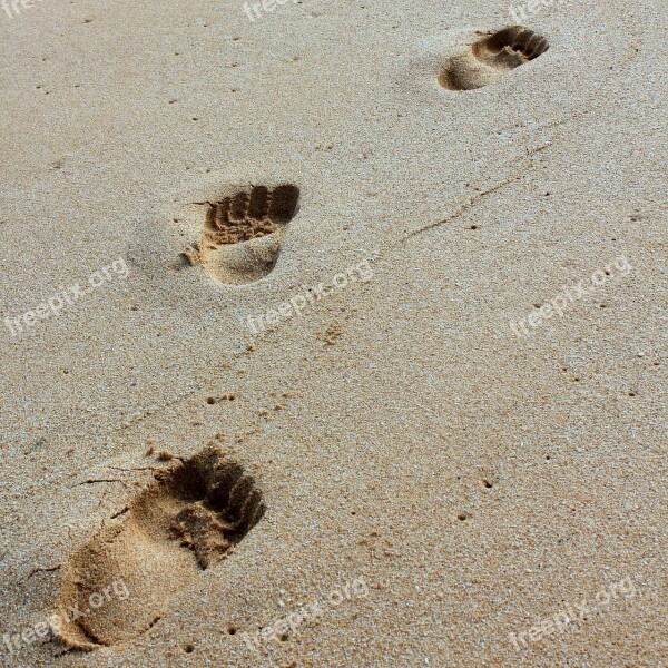 Sand Footprint Beach Foot Walk