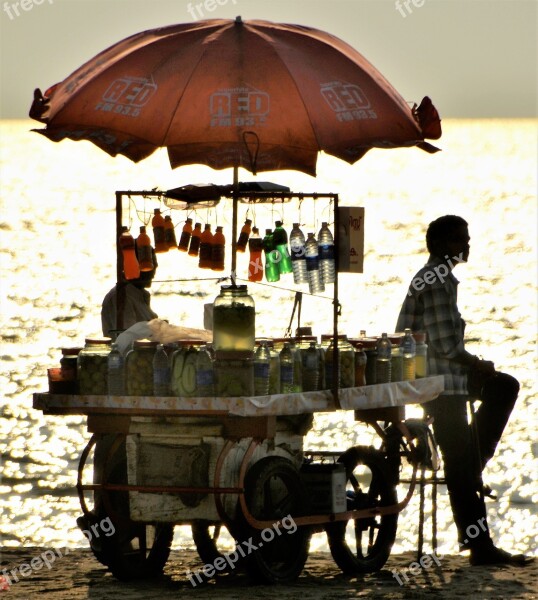 Soft Drinks Vendor Beach Sunset