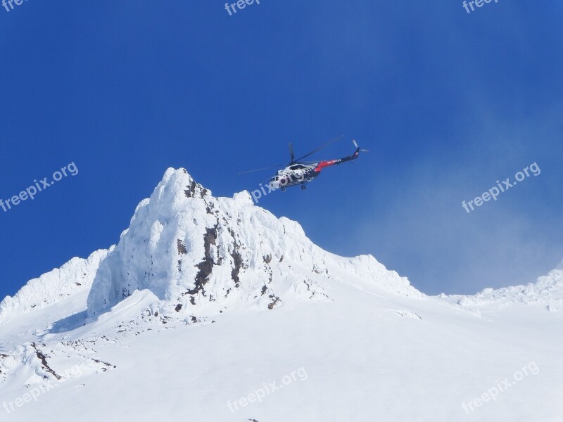 Helicopter Landing Mountains Vortex Winter