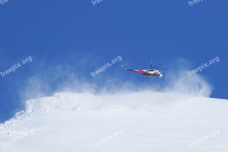 Helicopter Landing Mountains Vortex Winter