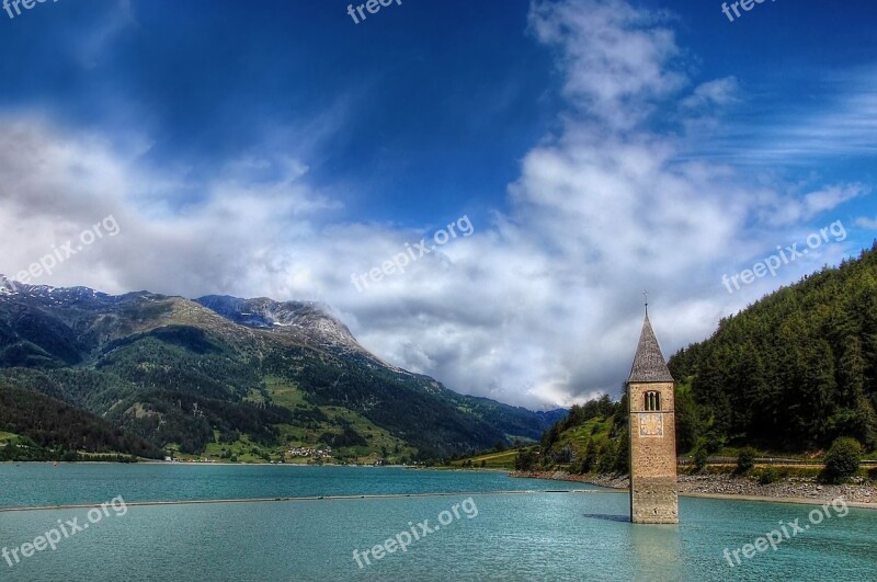 Graun South Tyrol Mountains Alm Clouds