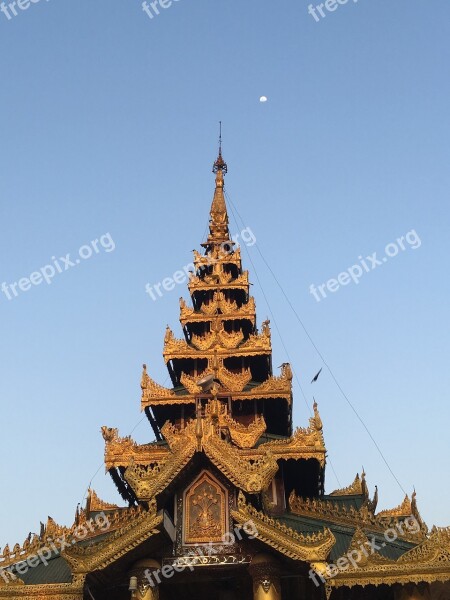 Yangon Shwedagon Pagoda Sunny Days Free Photos