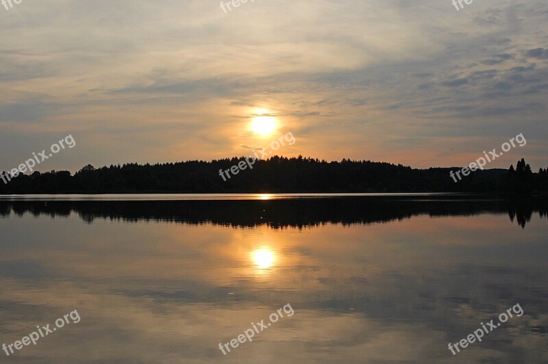 Evening Calm Evening Sun Stillersee Losheim Reservoir Idyllic