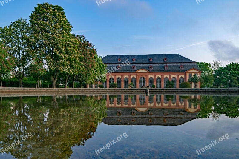 Orangery Architecture Fountain Water Mirroring