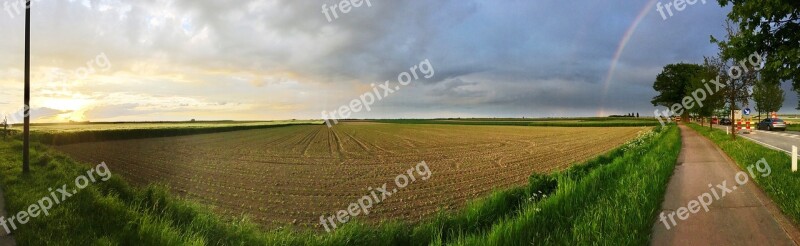 Rainbow Pano Evening Free Photos