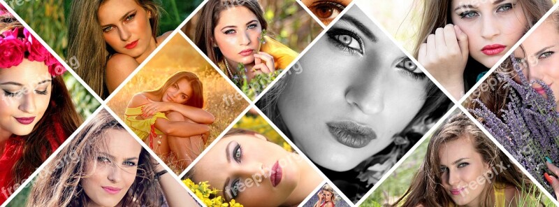 Photomontage Girl Flowers Beauties Free Photos