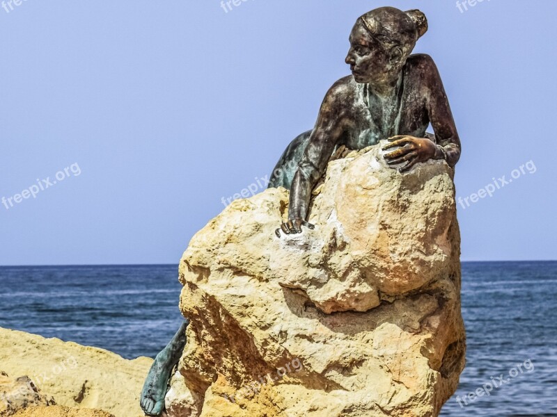 Woman Rock Sculpture Art Paphos