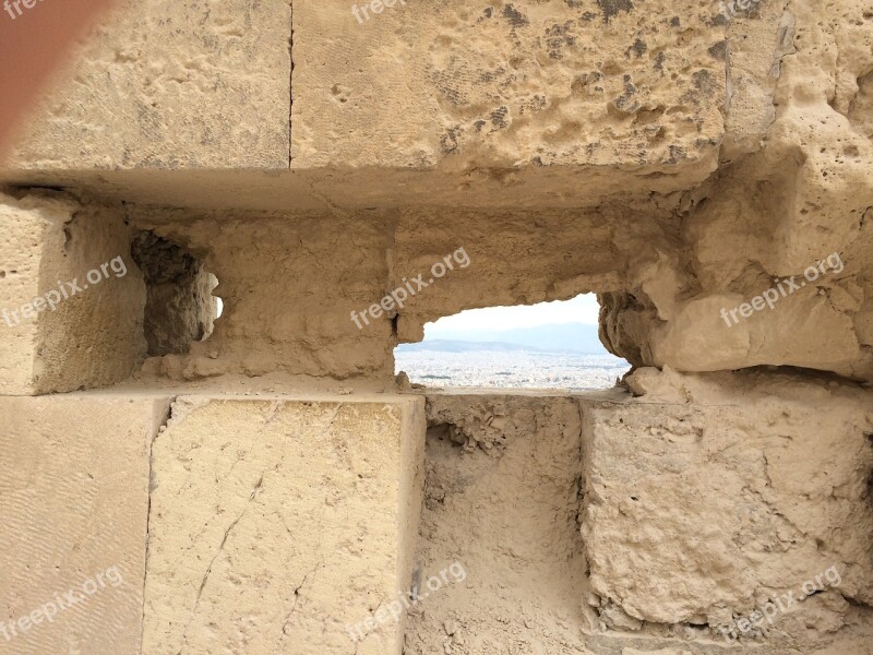 Cave The Acropolis Hole In The Wall Peeping Stone Wall