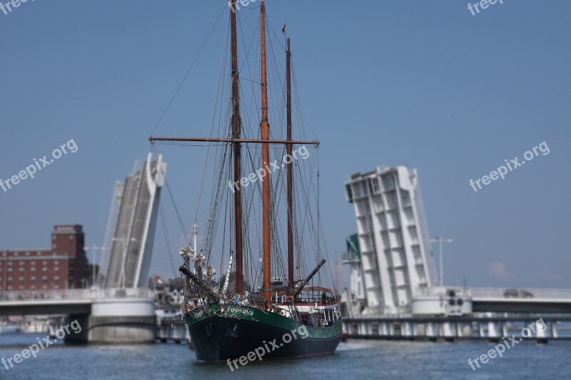 Three Mast Gaff Schooner Sailing Vessel Kappeln Schlei 3-mast Schooner