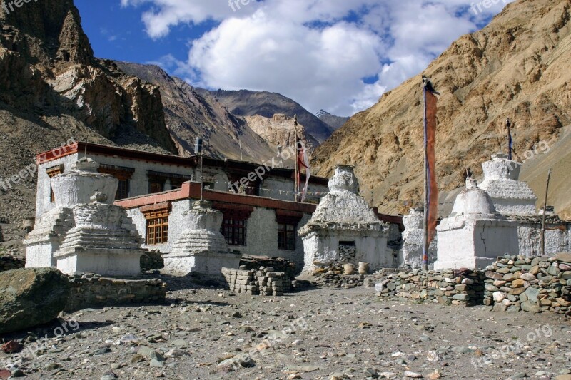 Monastery Buddhism Himalaya Old Building Asia