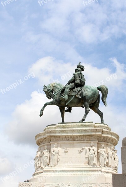 Rome Italy Vittorio Emanuele Monument Statue Rider