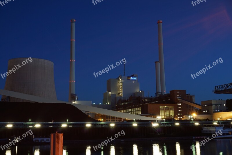 Night Industry Night Photograph Incinerator Lighting