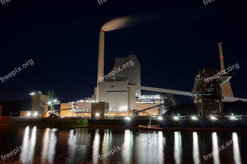 Night Industry Night Photograph Incinerator Lighting