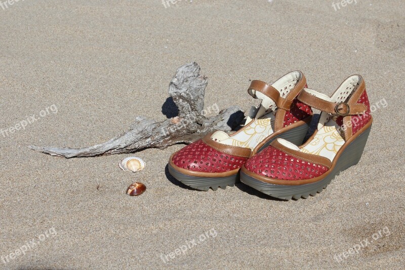 Red Shoes Ladies Shoes Beach Shoes Beach Sandals Free Photos