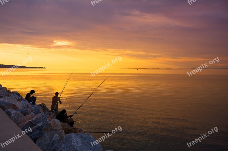 Aegean Sea Back Lit Color Image Copy Space Dusk