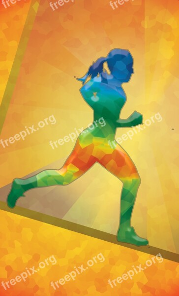 Marathon Running Crystalline Background Running Girl Free Photos