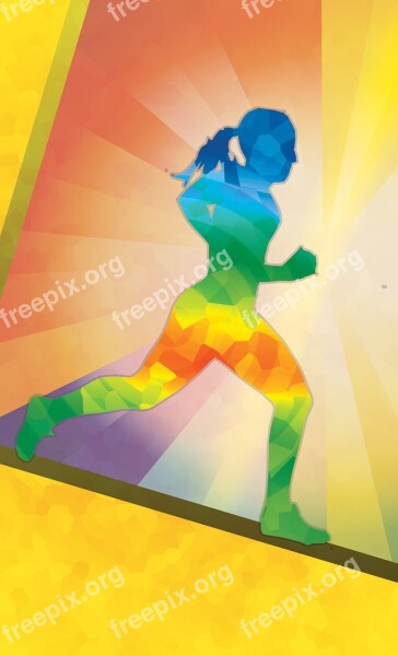 Marathon Running Crystalline Background Running Girl Free Photos