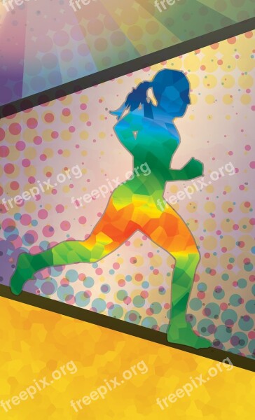 Marathon Running Crystalline Background Running Girl Free Photos