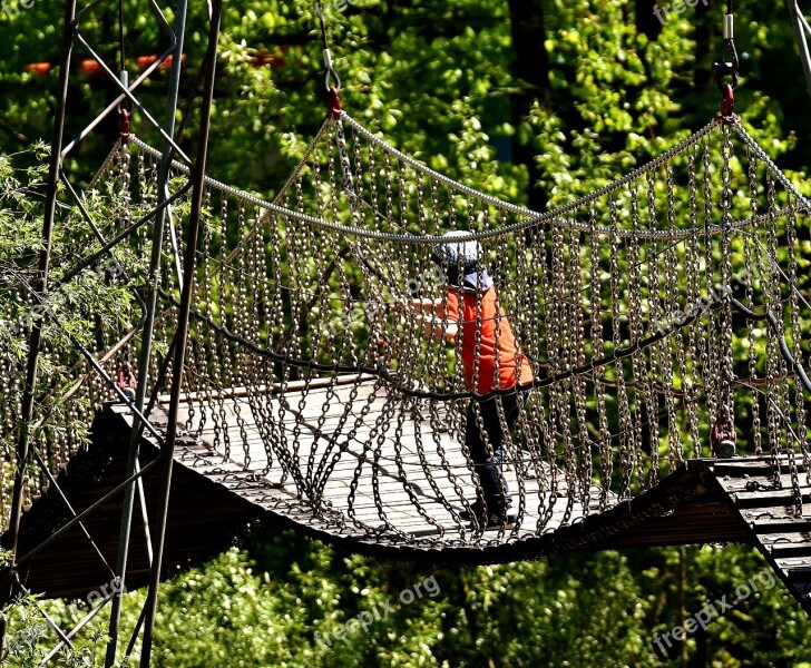 Suspension Bridge Chains Child Experience Height