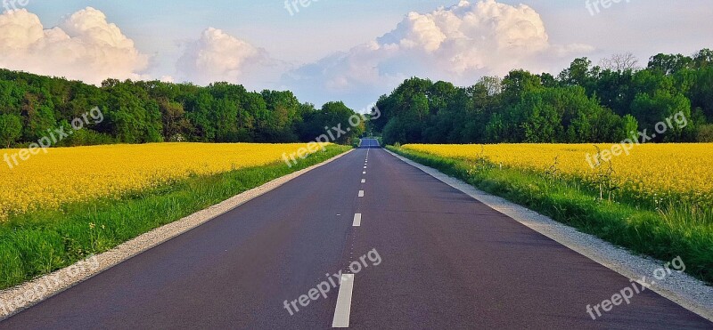 Road Rape Clouds Spring Nature