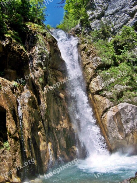 Natural Spectacle Waterfall Rapids Basin Karawanken