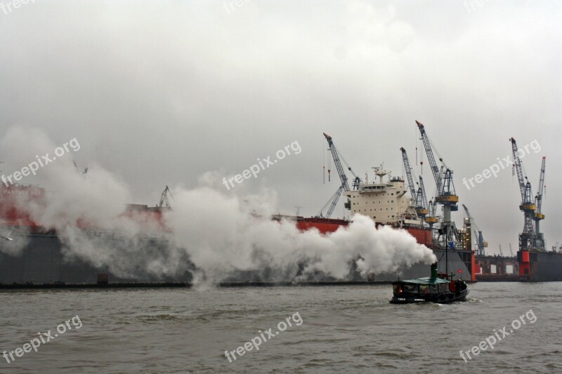 Rainy Weather Harbour Cruise Tiger Historical Barge Elbe