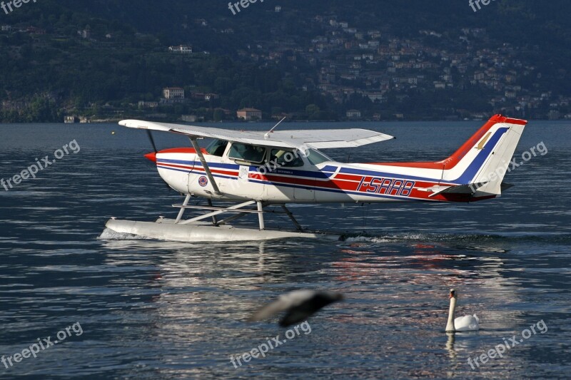 Lake Como Flying Aircraft Small Plane Italy