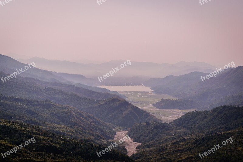 Landscape Nature Vintage Nepal Lake