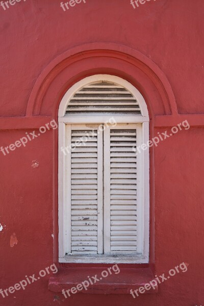 Window White Red Houses On