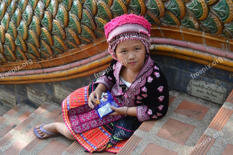 Girl Sad Hmong Girls Tribe Hmong Sitting