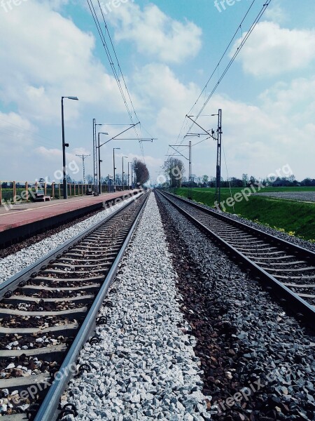 Tracks Train Tram Sky Landscape