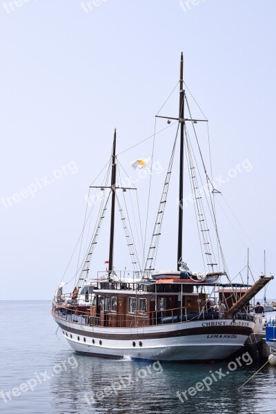 Cyprus Paphos Harbor Boat Morning