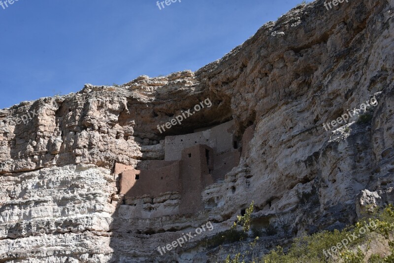 Montezuma's Castle Rock Dwelling Arizona Monument Indian Structure