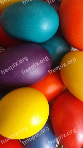 Easter Easter Eggs Holiday Bright Colors The Colors Of The Rainbow