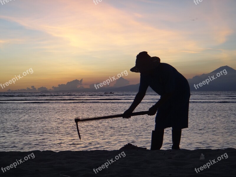 Indonesia Beach Sun Sunset Evening