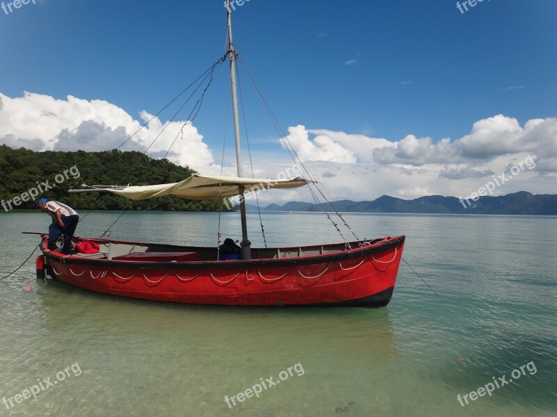 Malaysia Boat Red Sailing Boat Langkawi