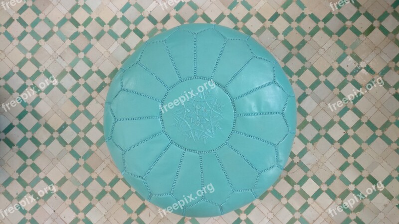 Pouf Moroccan Orient Turquoise Tiles