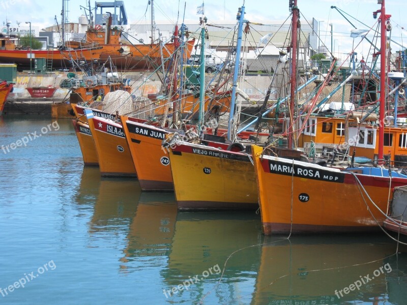 Mar Del Plata Argentina Boats Ship Fishing