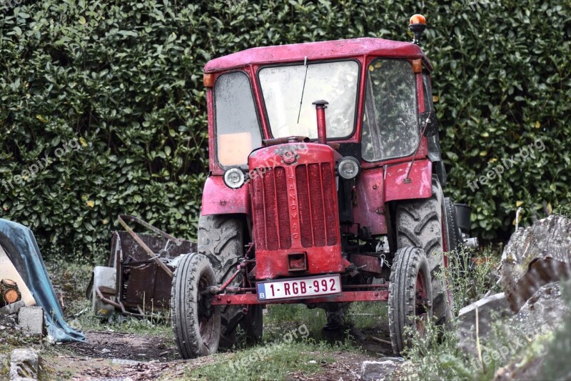 Tractor Farm Tractor Red Agriculture Old