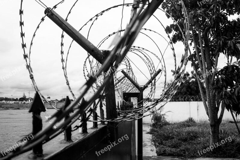 Fence Steel Wall Black White