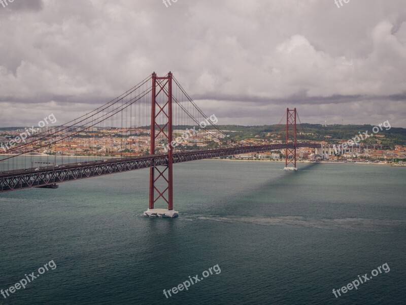 25th Of April Bridge Bridge Lisbon Red Bridge Suspension Bridge