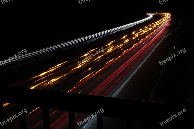 Highway A44 Night Traffic Spotlight