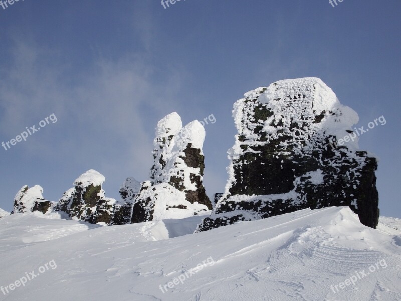 Mountains Ridge Winter Snow Frost