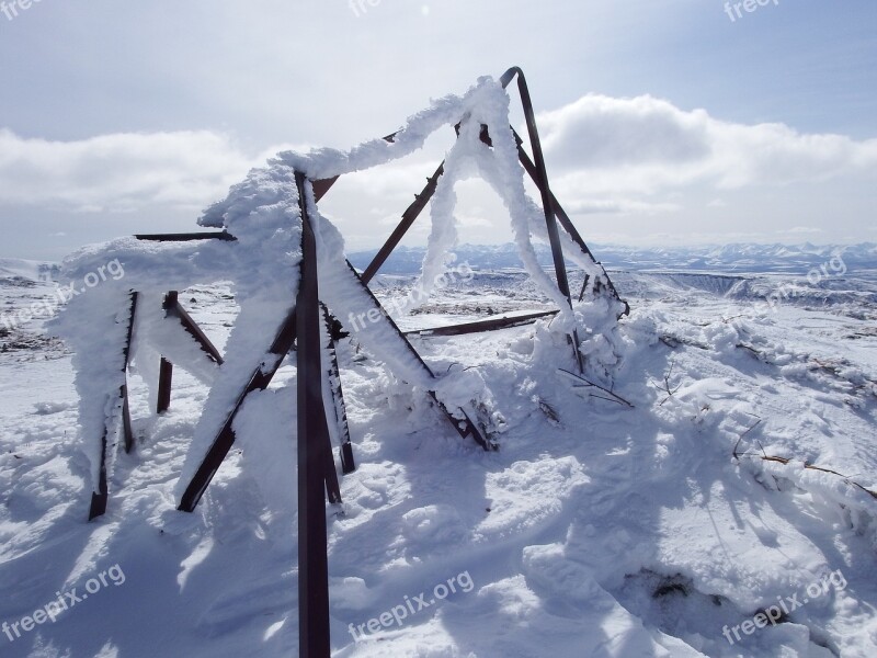 Mountains Ridge Winter Snow Frost