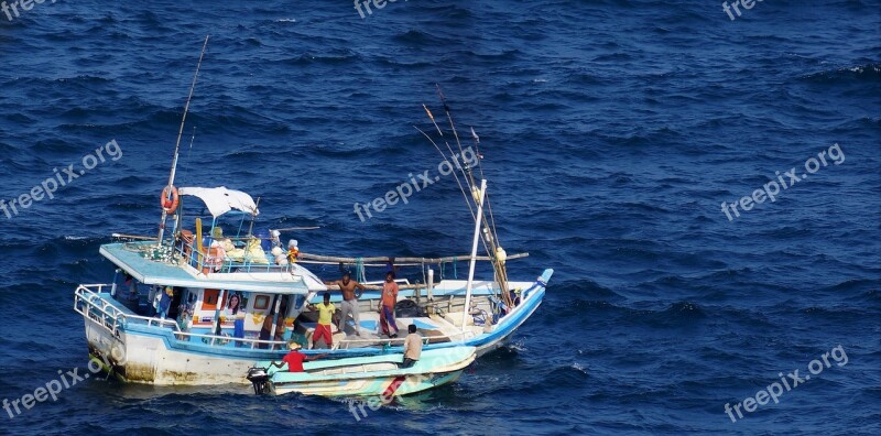 Boat Rough Sea Trawler Ocean Sri Lanka